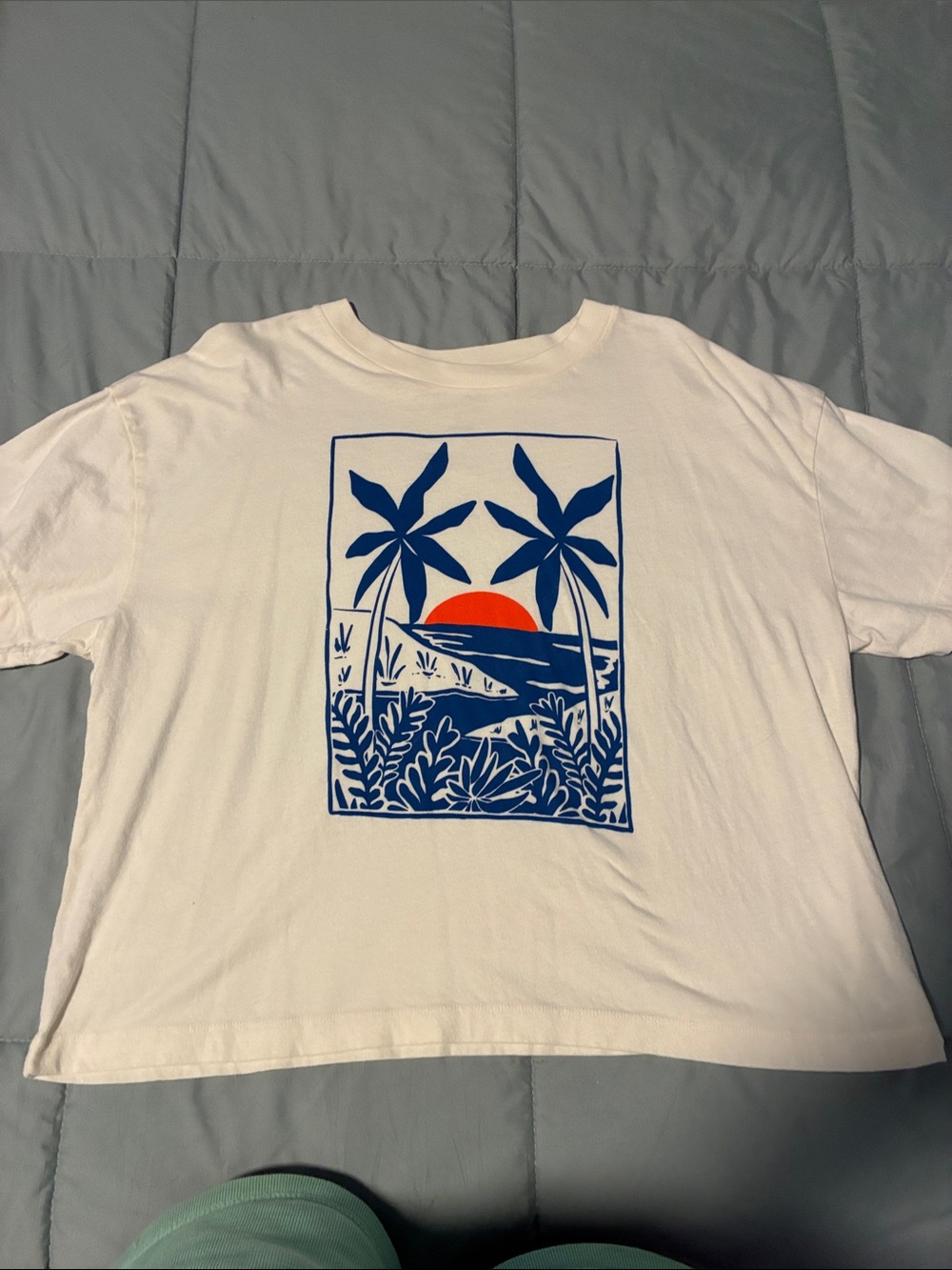 Universal Thread White Crewneck Tee with Subtle Gray Logo